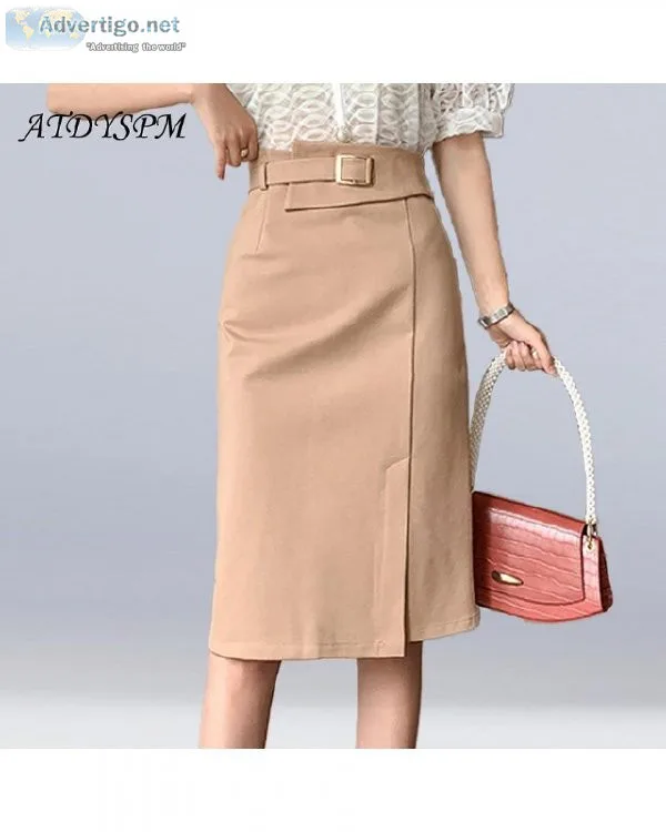 Elegant Split High Waist Straight Women Skirts
