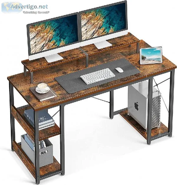 Computer Desk with Monitor Shelf and Storage Shelves