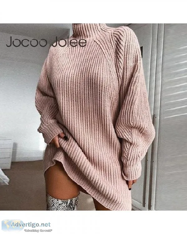 Women Autumn Winter Loose Tunic Knitted Casual Oversized Turtlen