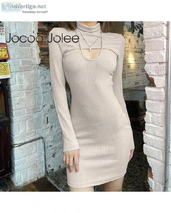 Women Autumn Long Sleeve Knitting Vintage Harajuku Sweater Dress