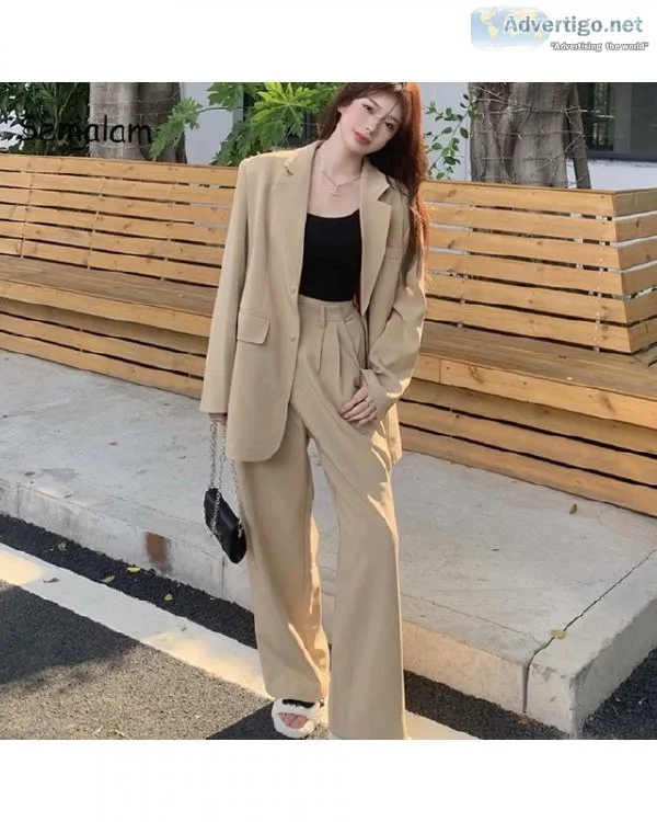 Women Blazer Suit Two Piece Sets Outifits Long Sleeve Jacket