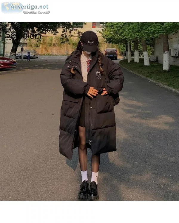 Thickened Hooded Down Cotton Winter Long Women Parka Casual Loos