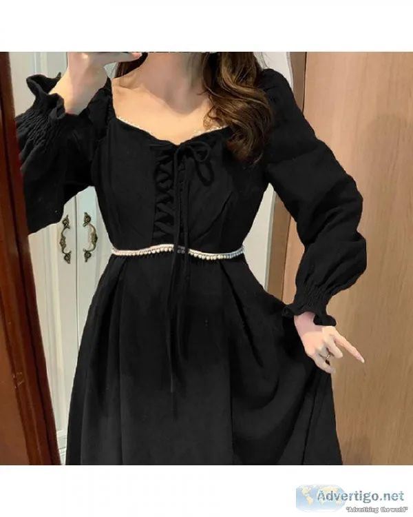 France Vintage Elegant Women Winter Evening Party Midi Dresses