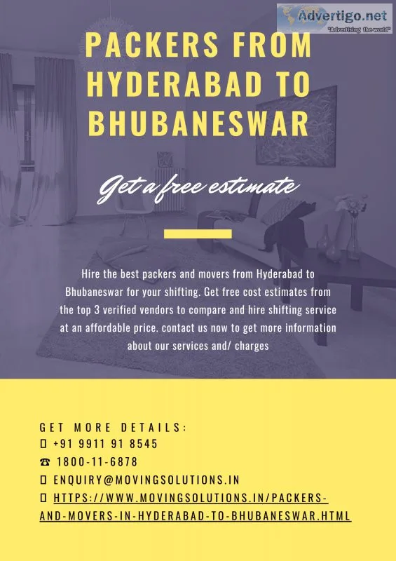 Packers from hyderabad to bhubaneswar - get a free estimate
