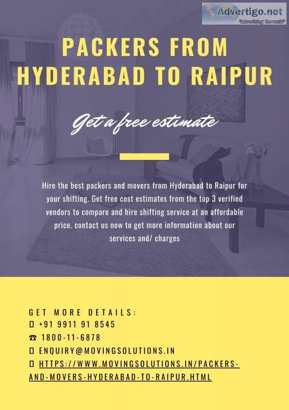 Packers from hyderabad to raipur - get a free estimate