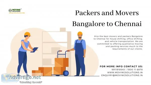 Hire packers and movers bangalore to chennai - get free quotes