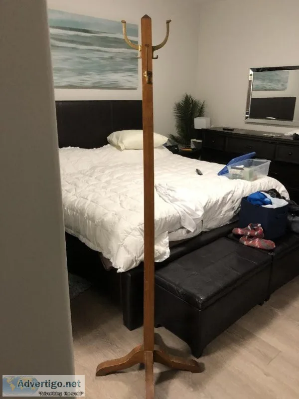 Vintage Coat Tree Solid Hardwood Pole.