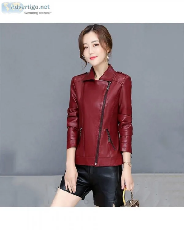 New Women Spring Autumn Cool Trendy Slim Short Zipper Sheepskin 