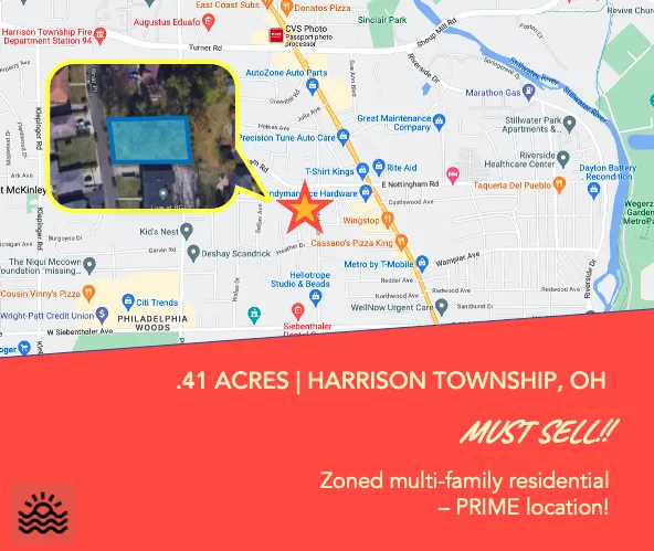 .41 acres  multi-family residential lot just 10 mins from Dayton