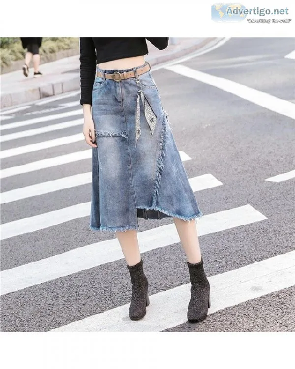 Women Denim Spring Summer Fashion Casual Medium-long Package hip
