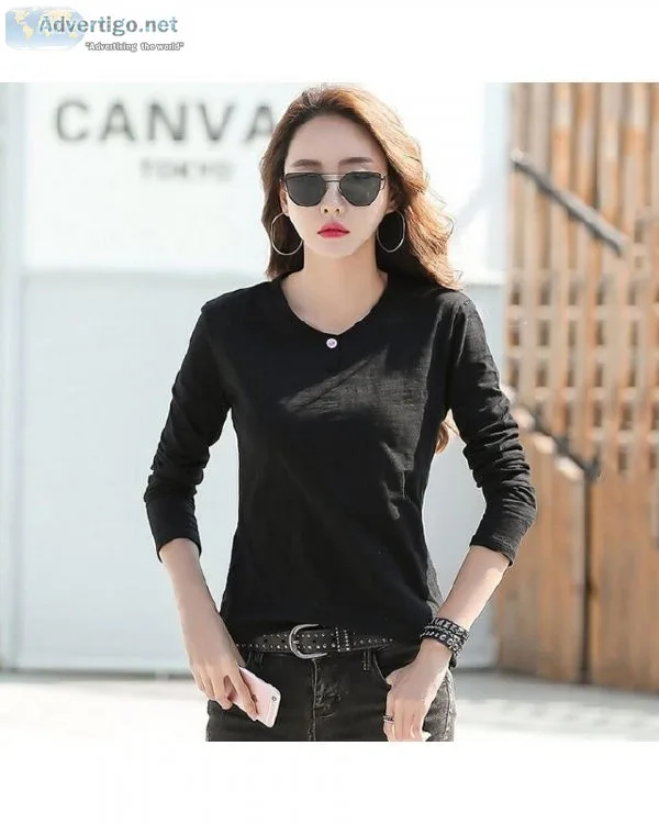 New Women Spring Summer Casual Fashion Simple O-Neck Long Sleeve