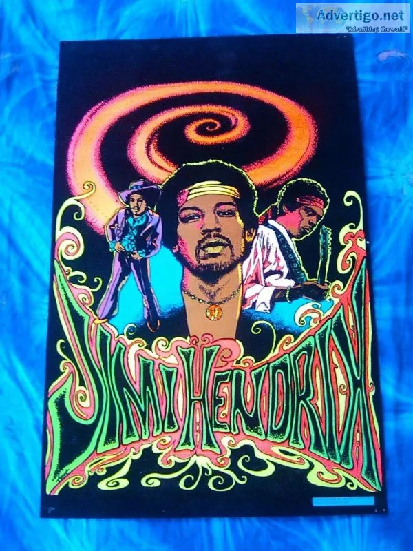 JIMI HENDRIX BLACKLIGHT POSTERFELT &copy1975 DYNAMICCOLLECTOR SE