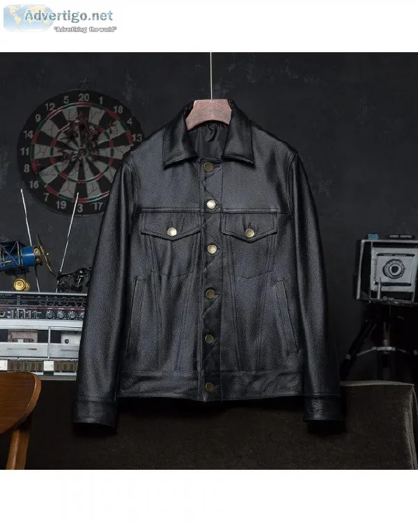 100% Real Cowhide Classical Fashion Men Leather Jacket