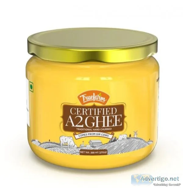 Buy certified organic a2 ghee (500ml) online - truefarm foods