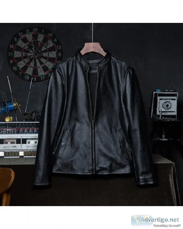 Slim Men Skin Clothing 100% Natural Cowhide Leather Jacket