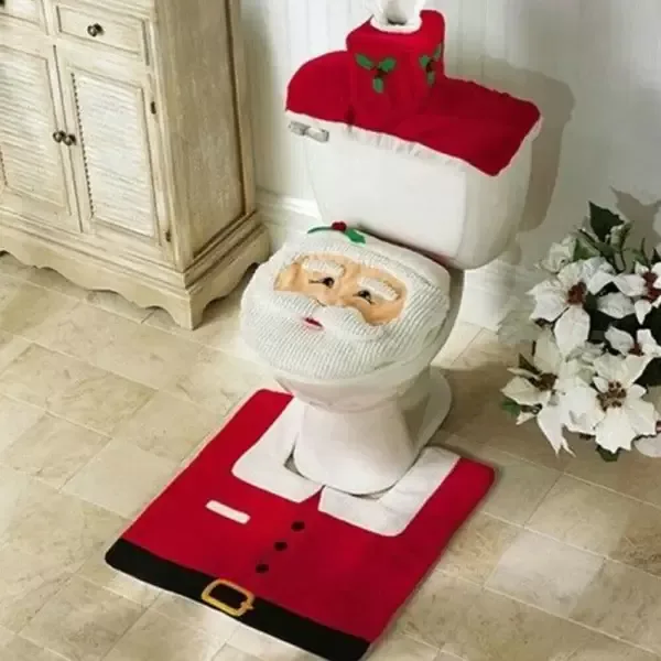 3 piece cute Christmas Toilet seat covers set