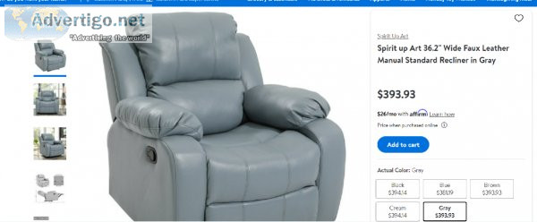 Single Wide Recliner Sofa Faux Leather