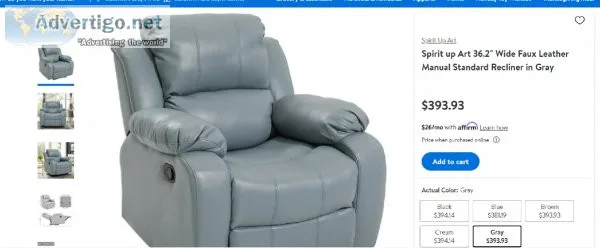Single Wide Recliner Sofa Faux Leather