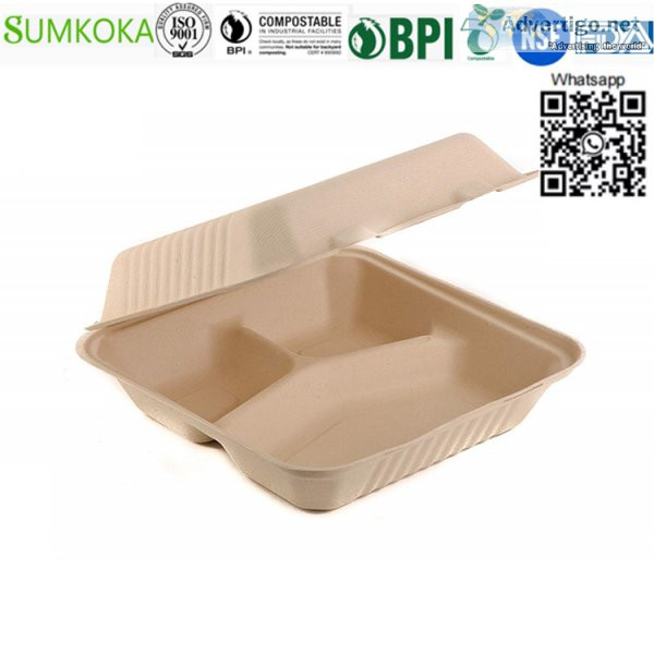 9 inches clamshell box disposable clamshell box sugarcane clamsh