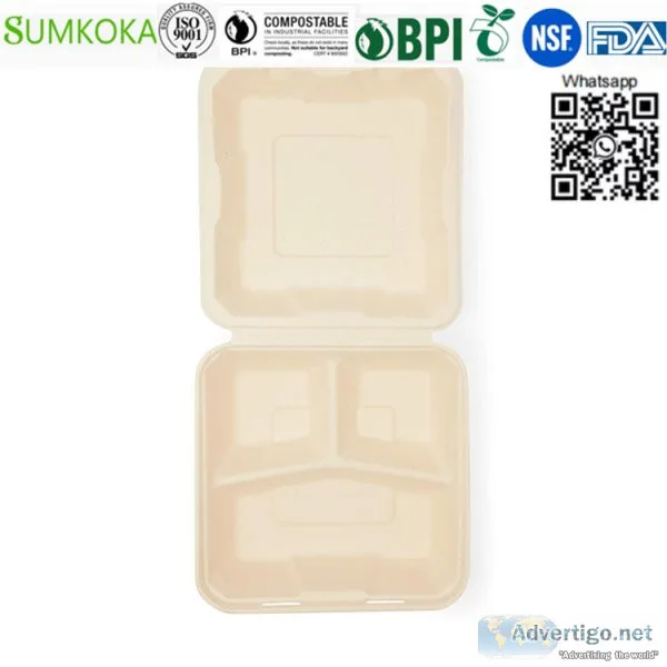 8 inches disposable box bagasse box sugarcane box take away box