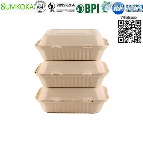 9 inches clamshell box disposable clamshell box sugarcane clamsh