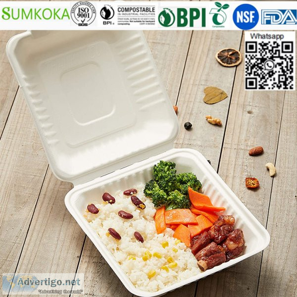 8 inches disposable box bagasse box sugarcane box take away box