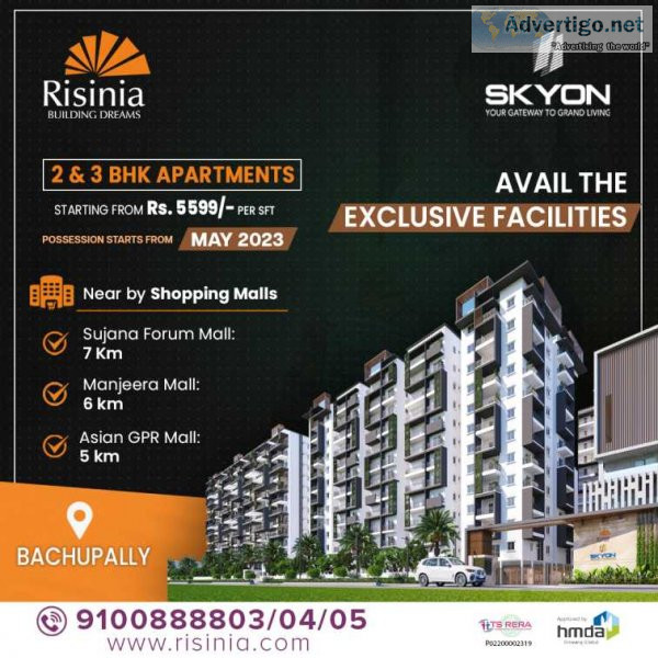 2 and 3bhk gated community apartments in bachupally | skyon by r