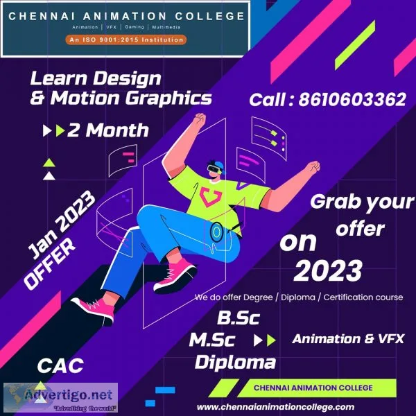 Admission opens 2023 in chennai animation college