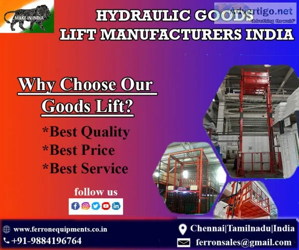 Goods lift manufacturers in chennai