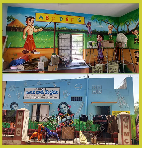Anganwadi school wall painting images from adikmet