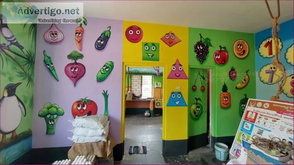 Anganwadi school wall painting images from adikmet