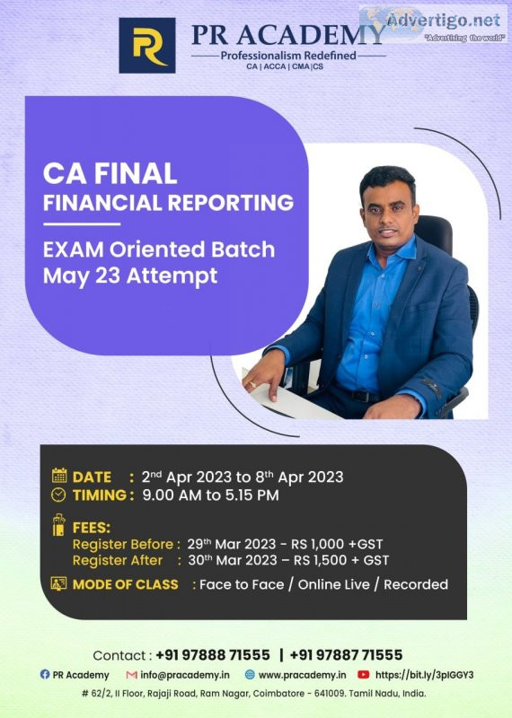 Ca final financial reporting exam oriented batch