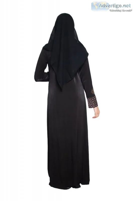 Black 3 flower lycra abaya or burqa with hijab