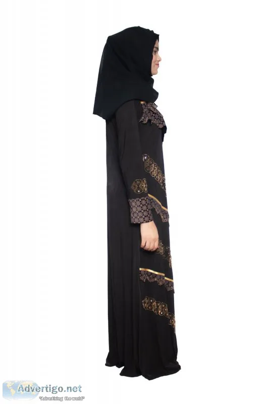 Black 3 flower lycra abaya or burqa with hijab