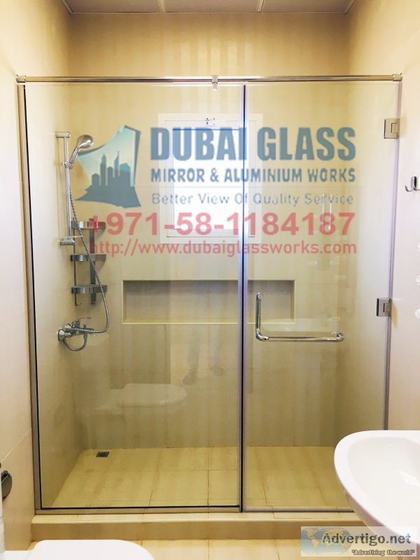 Shower enclosure with glass