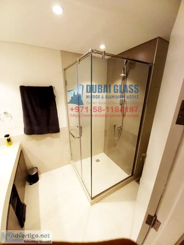 Shower enclosure with glass