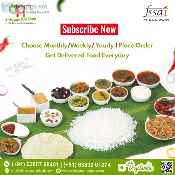 Monthly homemade food delivery at your door steps