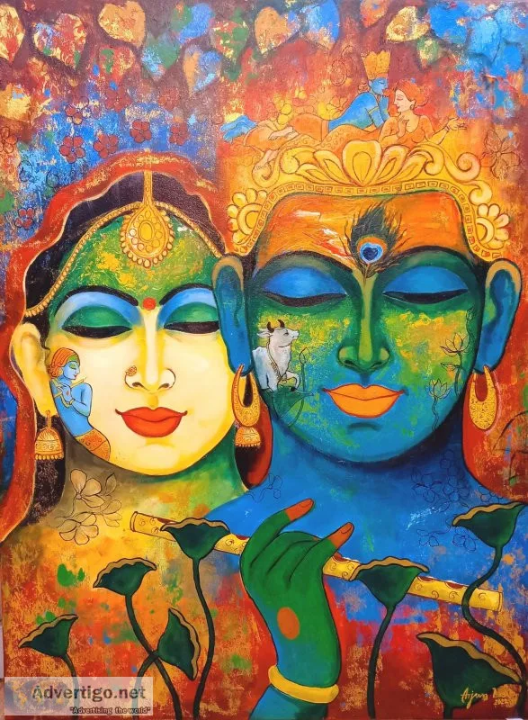 Radha krishna canvas painting