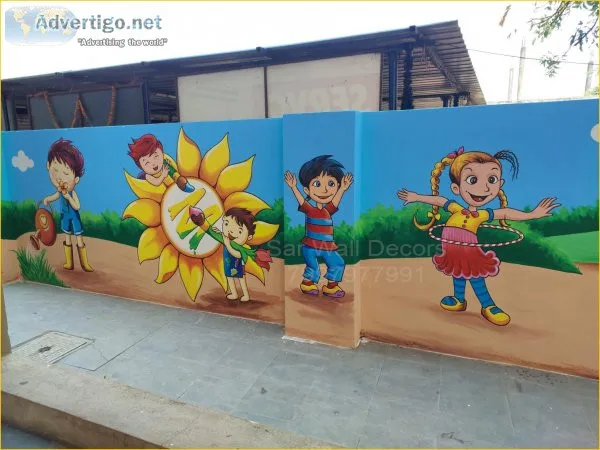 Play school boundary wall painting from kamareddy