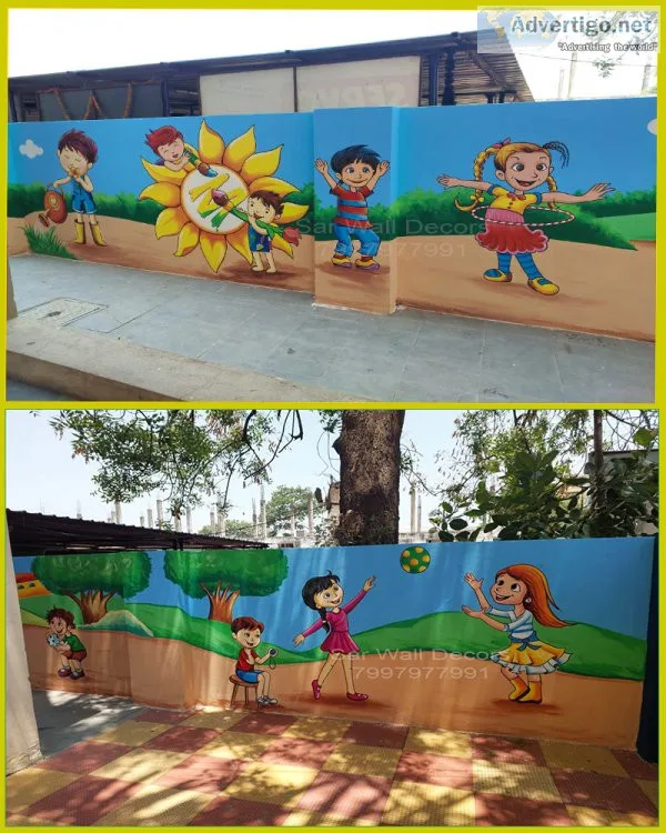 Play school boundary wall painting from kamareddy