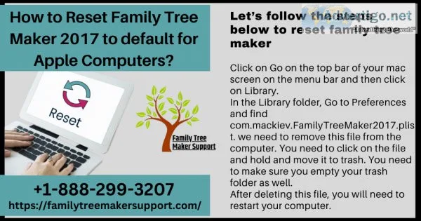 How to reset family tree maker 2017 to default for apple compute
