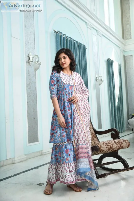 Shop for ethnic sharara suits for women at jaipuri adaah