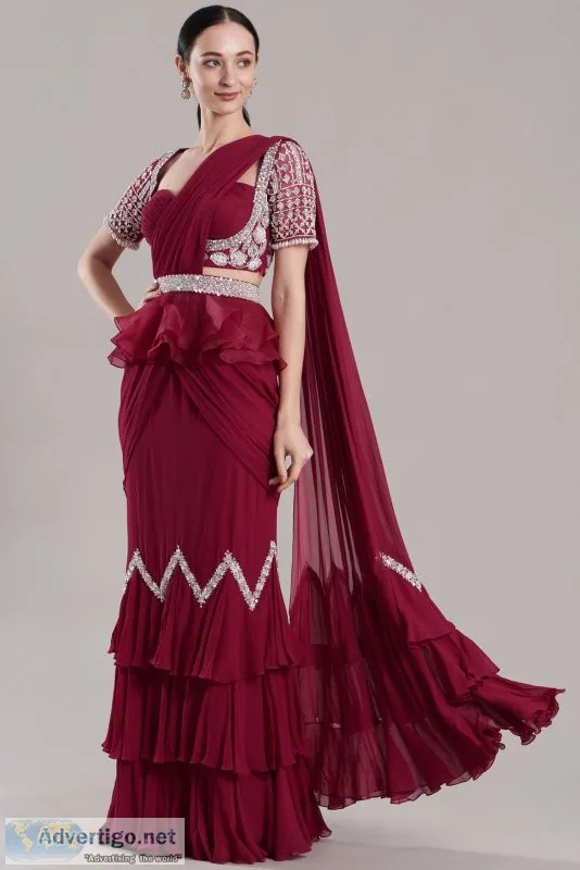 Designer ruffle saree dress buy on best price