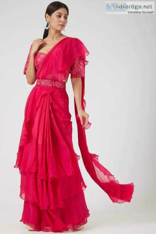 Designer ruffle saree dress buy on best price