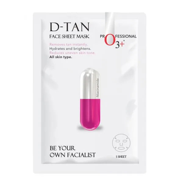 O3+ d-tan face sheet mask: instant tan removal