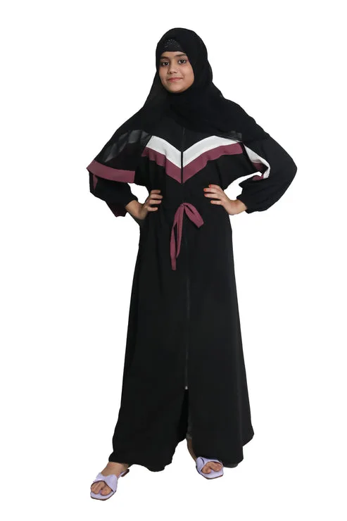 Buy modest city self design front open zip nida fabric abaya or 