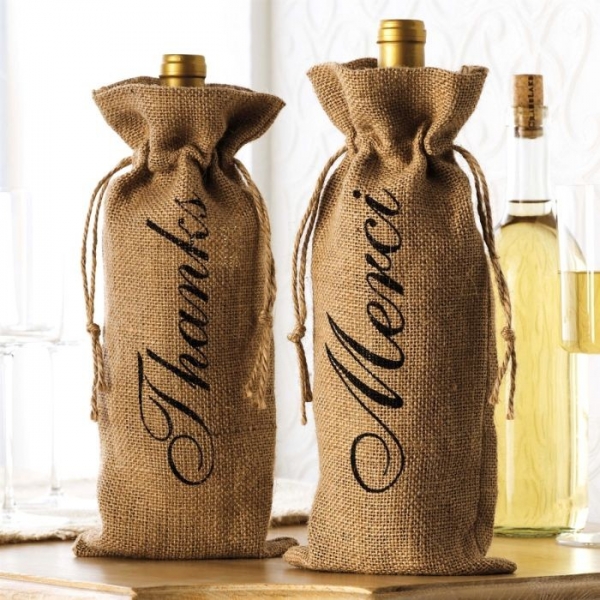 Multicolor burlap wine bottle bags
