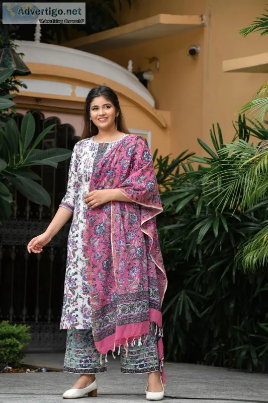 Experience the Magic of Handblock Suits Sets at Jaipuri Adaah