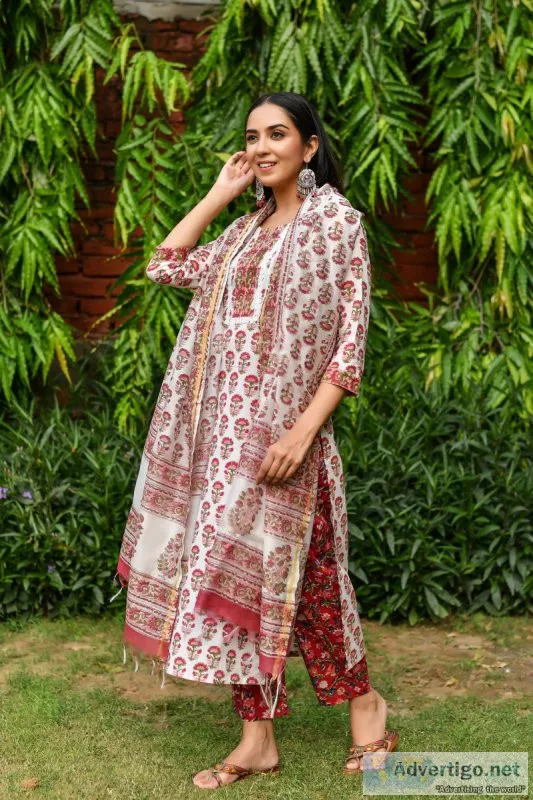 Experience the Magic of Handblock Suits Sets at Jaipuri Adaah