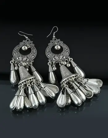 Glosy design collection of oxidised jhumkas design online at bes